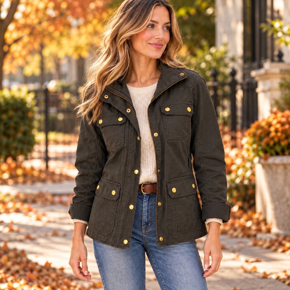 J.Crew Relaxed Boyfriend Field Jacket Waxed Cotton Utility Military Women's XS